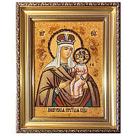 Икона "Пресвятая Богородица Любечская" янтарная 15х20
