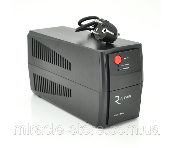 ИБП Ritar RTP500 (300W) Standby-L, LED, AVR 1st, 2xSCHUKO socket, 1x12V4.5Ah, plastik Case