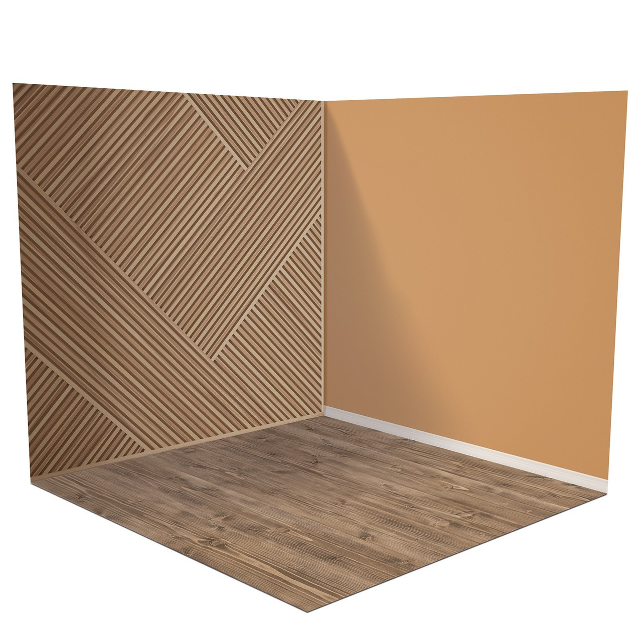 Вініловий фотофон 3D, текстурна коричнева стіна, підлога біле дерево і темне дерево, 50×50 см, №58228, фото 1
