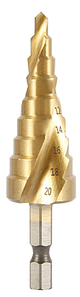 Свердло ступеневу 4-20 мм, HSS TIN з гвинтовою канавкою (Mx)