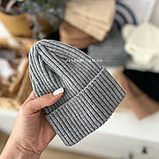 Шапочка Beanie one size (0-9 мес) сіра без флісу