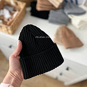 Шапочка Beanie one size (0-9 мес) чорна без флісу