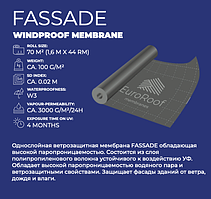 Мембрана вітрозахисна 100г/м2 (1,6м x 44м) "FASSADE" /// EuroRoof (Іспанія)