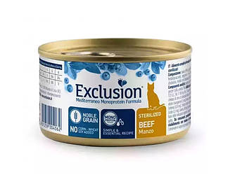 Exclusion (Ексклюжн) Noble Grain Cat Sterilized Beef — Консервований монопротеїновий корм із яловичиною для