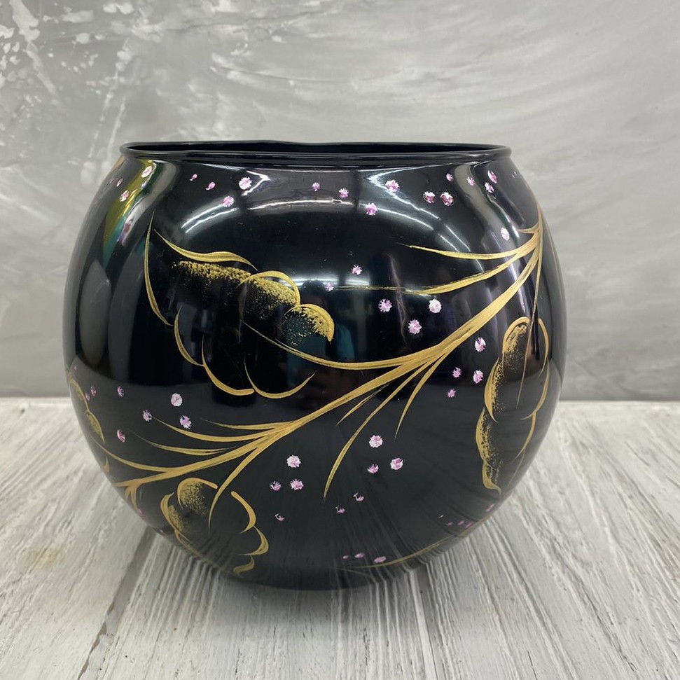 Ваза-куля чорна "Фантазія" (h=16) 3,5л., фото 1