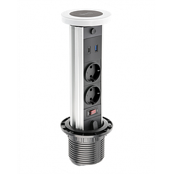 Подовжувач GTV CAMINO на 2 розетки + USB, Type-C, Бездротова зарядка WC 10W Білий