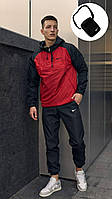 Мужской красный костюм Nike ветрозащитный осень-весна , Демисезонный спортивный комплект Найк Анорак + Ш niki