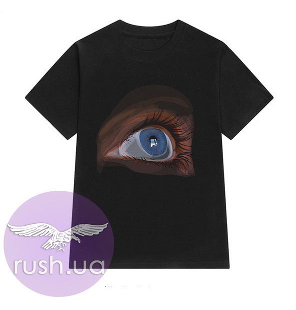 Трендова чоловіча футболка з принтом ока, фото 1