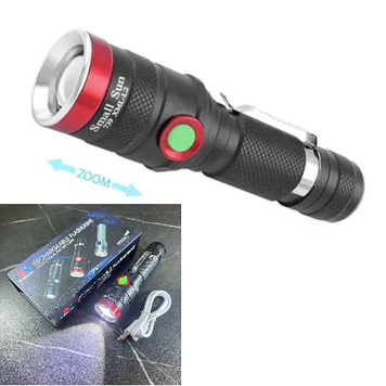 Ліхтар акумуляторний світлодіодний потужний із зарядкою від usb ручний ліхтарик із лінзою металевий Bailong T6