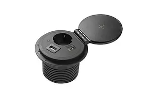 Подовжувач CHARGER PLUS SCHUKO USB A+C WC, 1 розетка (змінні USB, RJ45 HDMI) Чорний