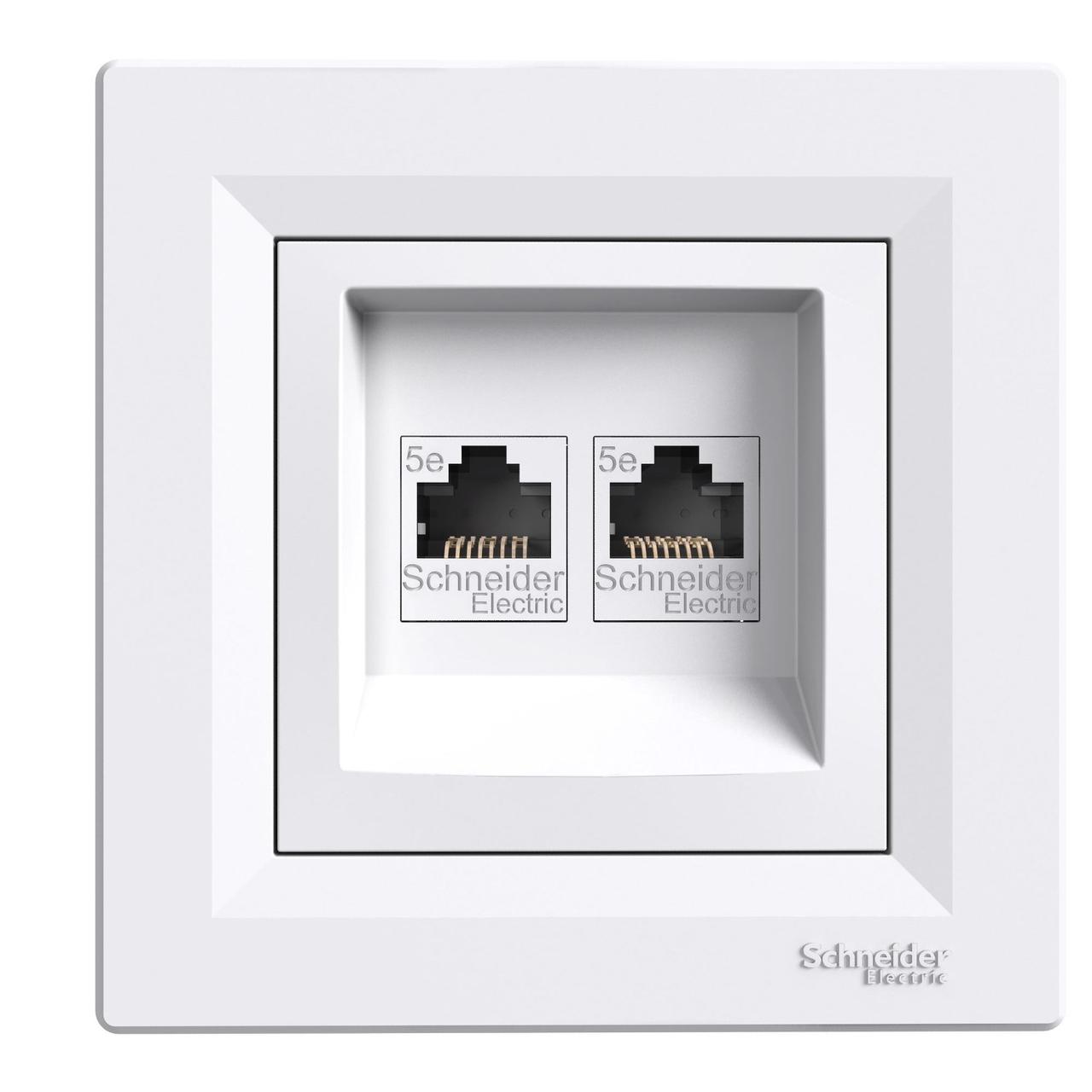 Розетка комп'ютерна подвійна RJ45 кат 5Е Schneider Electric Asfora біла