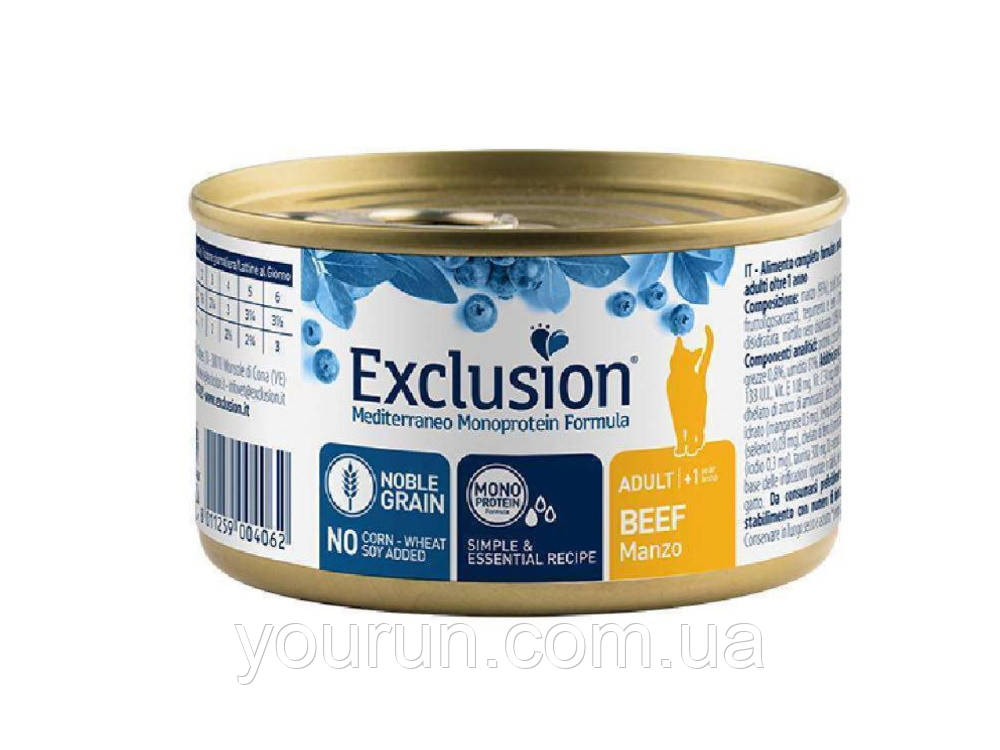 Exclusion (Ексклюжн) Noble Grain Cat Adult Beef — Консервований монопротеїновий корм із яловичиною для, фото 1