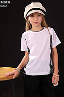 Блузка детская "Лия", короткий рукав, цвет белый, размер 146.