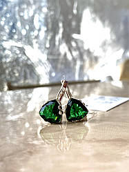 Срібні сережки із зеленим каменем "Зекара" Сережки зі срібла 925 проби із зеленим цирконом жіночі