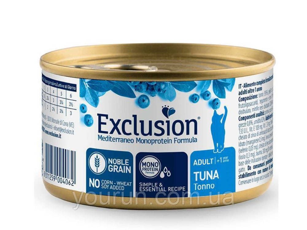 Exclusion (Ексклюжн) Noble Grain Cat Adult Tuna — Консервований монопротеїновий корм із тунцем для дорослих, фото 1