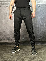 Мужские черные штаны хлопковые осень-весна , Однотонные базовые черные брюки джоггеры демисезонные trek