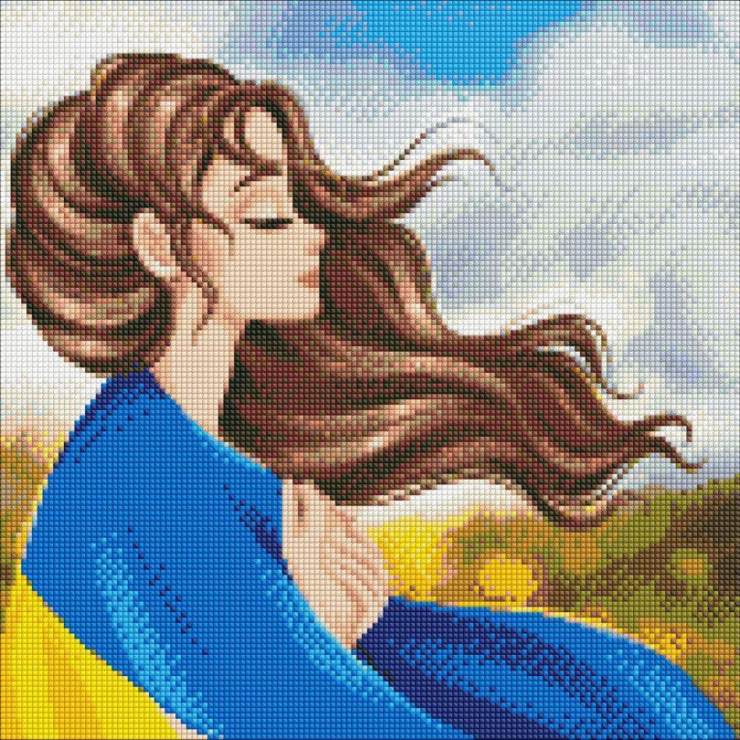 Картина стразами Ідейка Серденько України ©krizhanskaya (AMO7610) 40 х 40 см (На підрамнику)