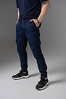 Мужские темно-синие штаны карго базовые демисезонные ,Котоновые спортивные синие брюки с карманами осень trek