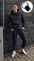 Чоловічий чорний костюм Nike вітрозахисний осінь-весна, Демісезонний спортивний комплект Найк Анорак + Штани