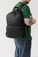 Мужской черный рюкзак из экокожи городской вместительный ,Качественный рюкзак CLOSER кожзам черный стиль trek