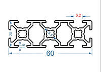 20х60 / Т-слот/ 495мм / Верстатний профіль / без покриття