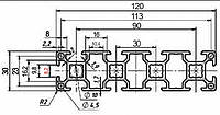 30х120 / т-слот / 495мм / Верстатний профіль / без покриття