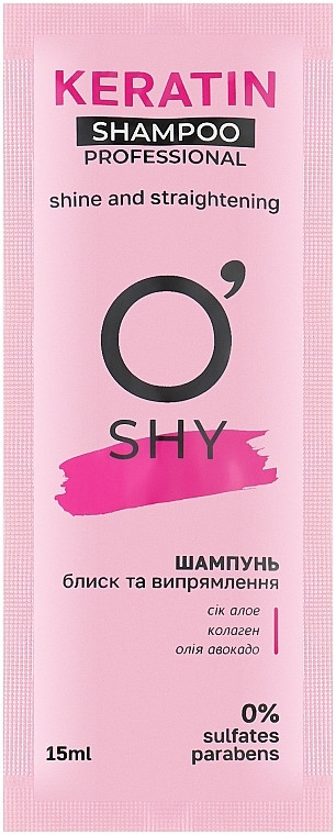 Шампунь Keratin "Блиск та випрямлення" саше 15мл, OShy, Арт.43115