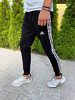 Мужские черные спортивные штаны Adidas хлопковые осенние весенние , Спортивные брюки Адидас черные на ре trek