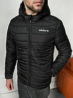 Черная куртка Adidas мужская осенняя весенняя , Демисезонная черная куртка Адидас из плащевки водозащитн trek