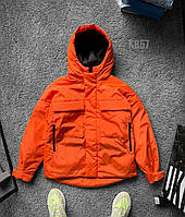 Демисезонная оранжевая куртка мужская на водоотталкивающей плащевке , Оранжевая куртка на силиконе с кап trek