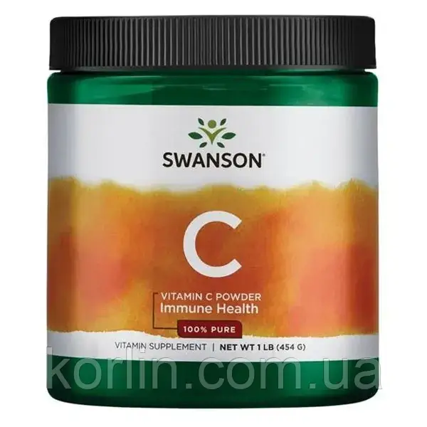 Вітамін C 1000 мг порошок 454 г Swanson Vitamin C Powder Доставка з ЄС