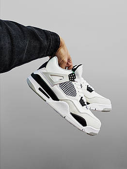 Чоловічі кросівки Nike Air Jordan IV високі шкіряні білі Найк Аір Джордан 4 демісезонні