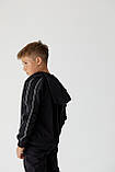 Спортивний костюм для хлопчика худі з капюшоном на блискавці та штани для школярів чорного кольору, фото 6