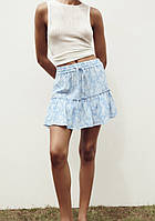 Летняя голубая юбка zara