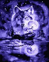 Картина по номерам Животные Набор для росписи Волк и луна Живопись по номерам 40x50 Rainbow Art GX45498