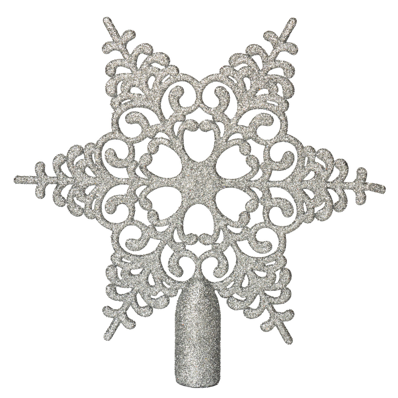 Ялинкова прикраса - верхівка на ялинку Зірка, h-20 см, сріблястий, глітер, пластик (251970), фото 1