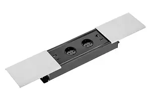 Подовжувач GTV Prestino горизонтальна 2 вилки, USB А+С, HDMI, RJ45, Алюміній (вбудований)