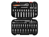 Набір головок торцевих, насадок STHOR : квадрат 1/4" з інструментами [56 Од.] [10/240]