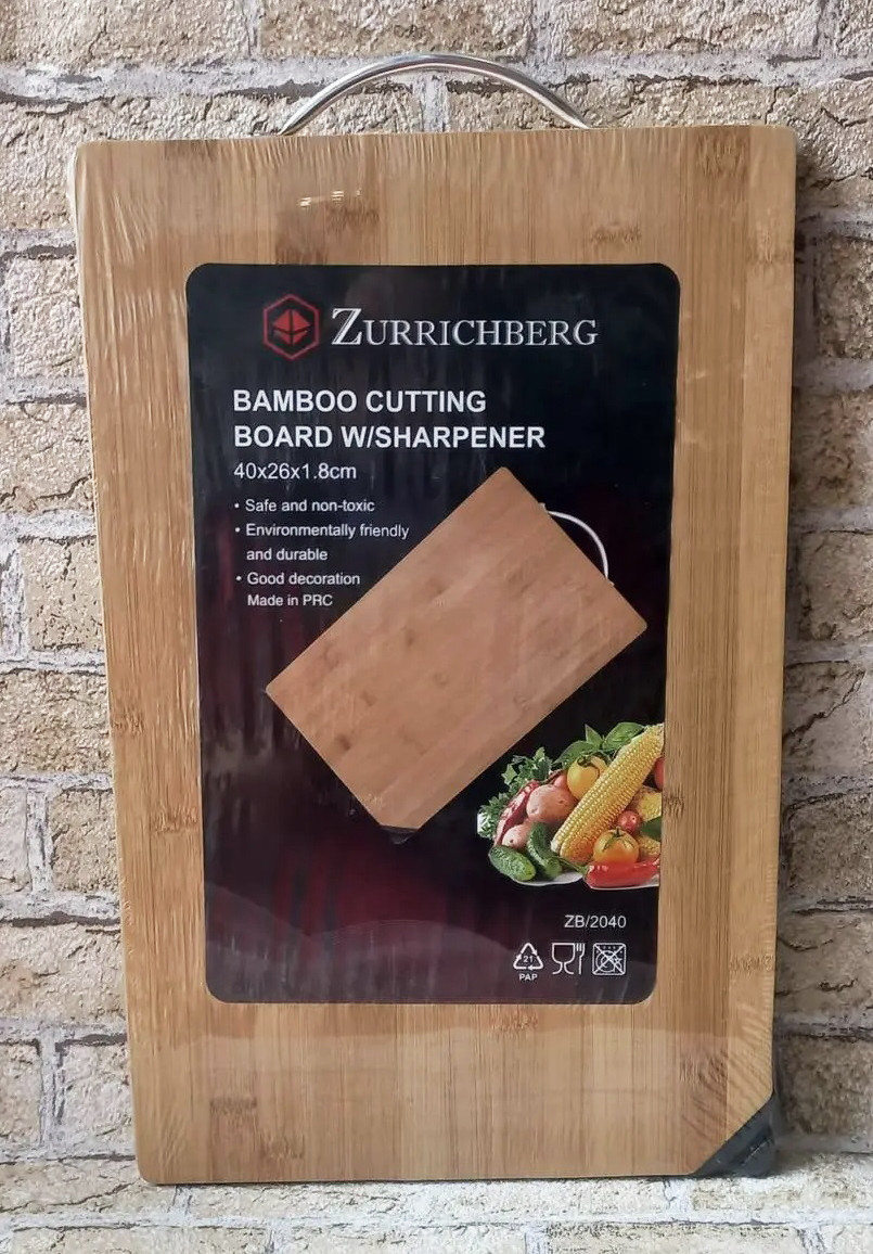 Бамбукова обробна дошка та точила для ножів Zurrichberg ZB/2040 40x26x1.8cm