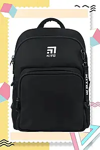 Рюкзак шкільний підлітковий чорний із безліччю функціональних відділень Kite Education K22-2589S-1