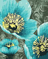 Картина по номерам Голубые цветы с золотой краской Artissimo 40 х 50 PN3301