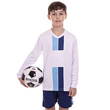 Дитяча футбольна форма з довгим рукавом CO-2001B-1-2 (зріст 120-150 см, біло-синій)