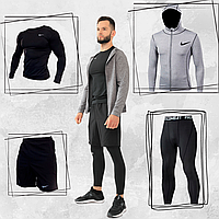 Компрессионный Комплект 4в1 Nike Fitnes (рашгард+худи+шорты+штаны)