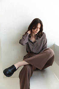Блуза жіноча на ґудзики чорна в абстрактний принт Modna KAZKA MKAZ6512-1