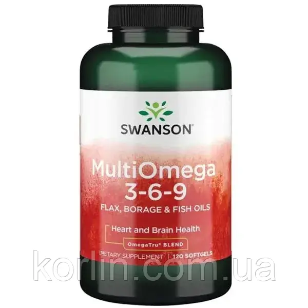 Омега 3 — 6 — 9 120 кап Swanson Multi Omega 3 — 6 — 9 США Доставка з ЄС, фото 1