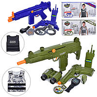 Набор с оружием игрушечный трещотка, автомат 37см, пистолет/револьвер, жилет, рация, 2 вида 36210-20