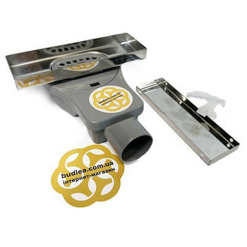 Горизонтальний трап для душової GALA TILE INSERT 20 см, поворотний сифон, решітка під плитку, комбінований затвор Sanpreis