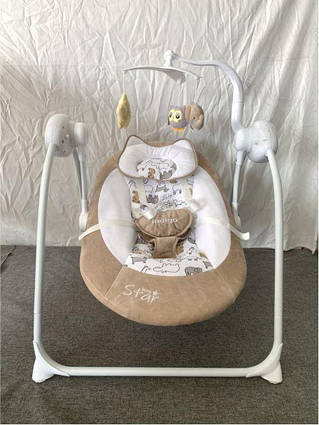 Крісло-гойдалка з пультом El Camino Teddy ME-1075-Beige-Animal світло-бежеве
