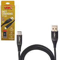 Кабель VOIN CC-4201C BK, USB - Type C 3А, 1m, black (быстрая зарядка/передача данных) (CC-4201C BK)