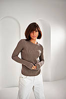 Женский джемпер Однотонный свитер с длинным рукавом Трикотажный джемпер из теплой пряжи с шелком